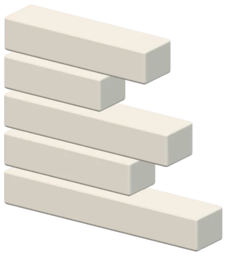 Illustration: process blocks stacked in a tidy row.